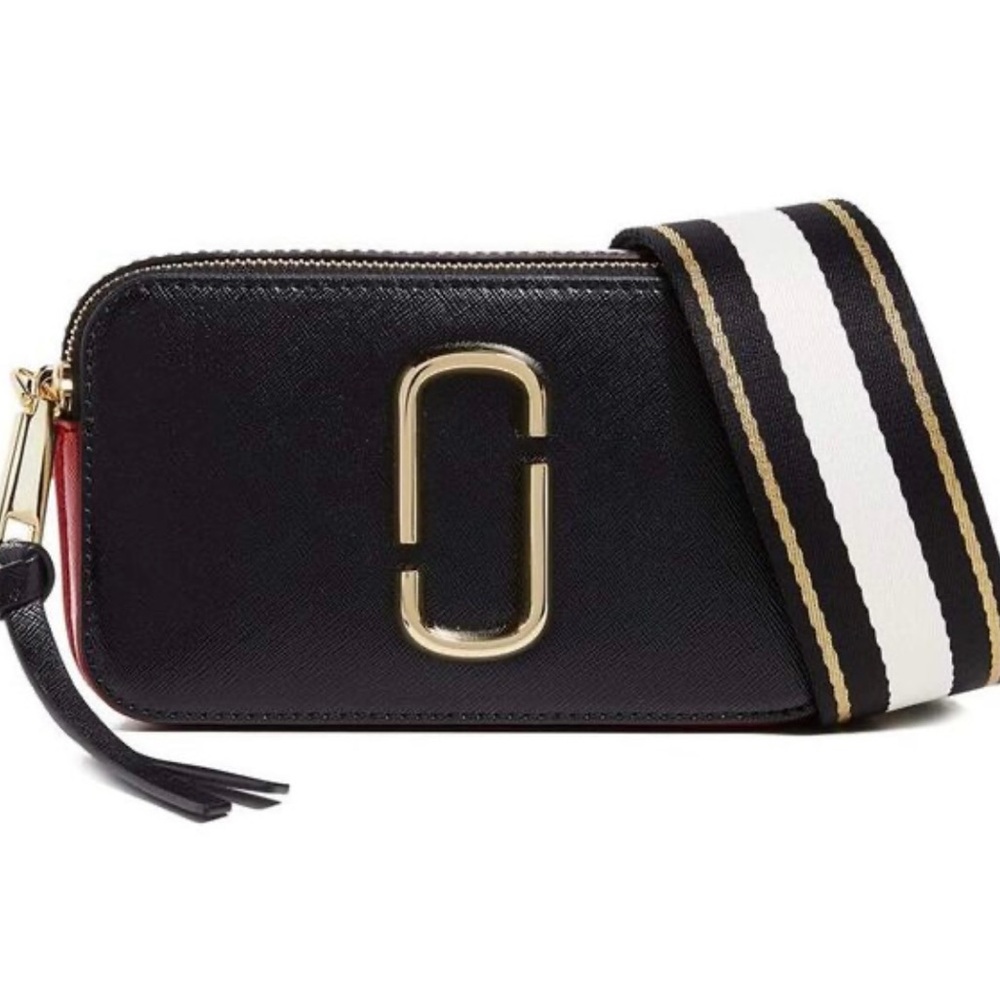 Marc Jacobs Black and Burgundy The Snapshot Crossbody Bag